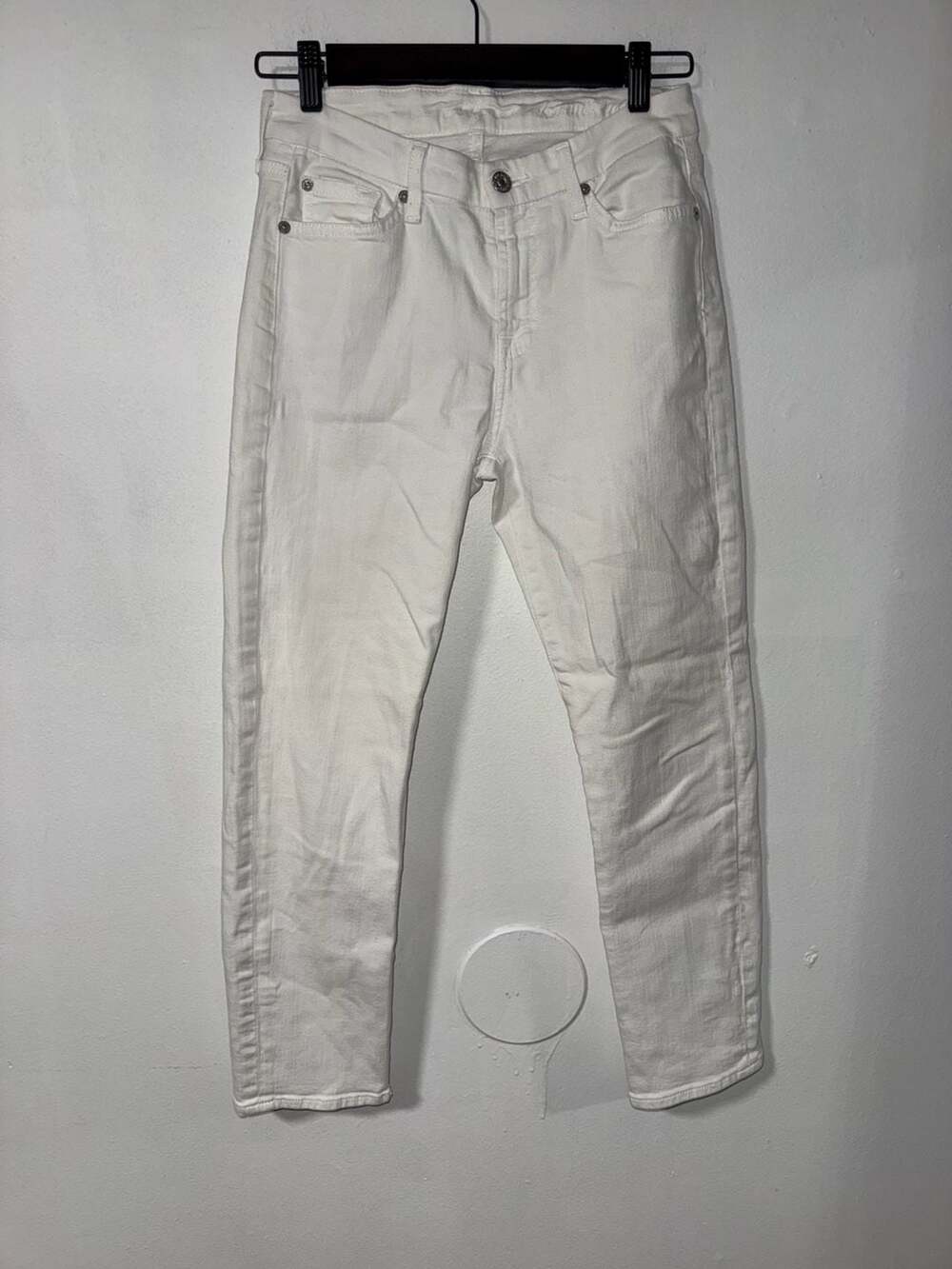 7 For All Mankind White Denim Skinny Jeans Size 26
